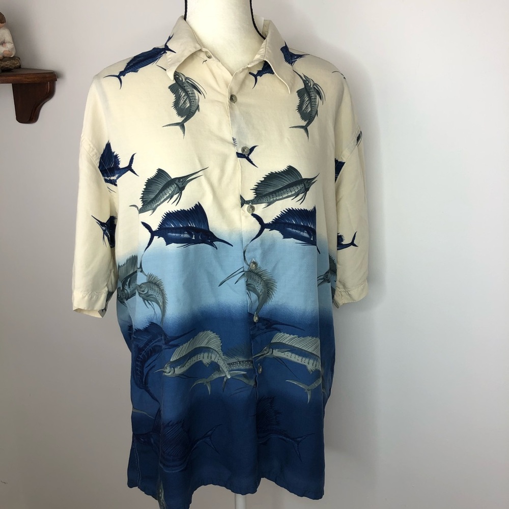 Campia Moda Rayon ButtonDown Fishing Shirt Large